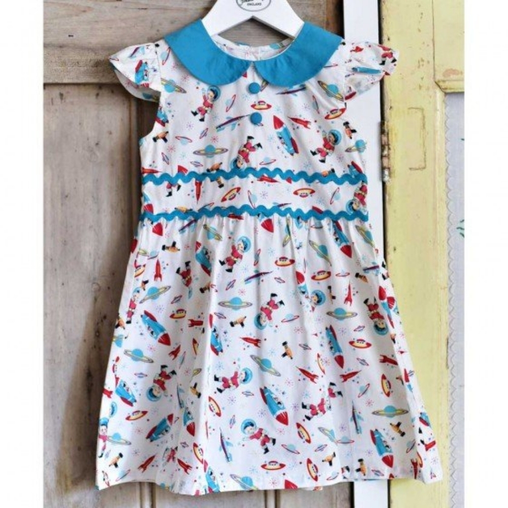 Powell Craft UK Space Print Dress | Size 6-7